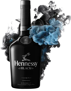 Hennessy Black Cognac Bottlewith Smoke Art PNG Image