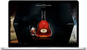 Hennessy X O Bottle Promotion Laptop Screen PNG Image