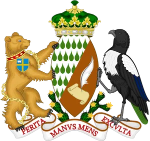 Heraldic_ Coat_of_ Arms_with_ Bear_and_ Raven PNG Image