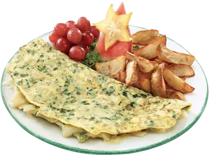 Herb Omelette With Sides PNG Image