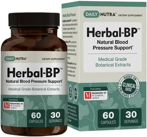 Herbal B P Supplement Bottleand Box PNG Image