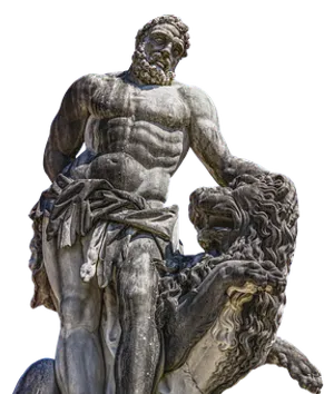 Herculesand Nemean Lion Statue PNG Image