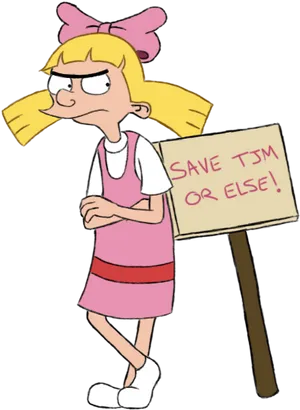 Hey Arnold Character Protest Sign PNG Image