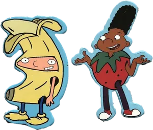 Hey Arnold Characters Banana Costumeand Strawberry Shirt PNG Image