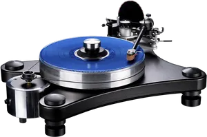 High End Blue Vinyl Turntable PNG Image