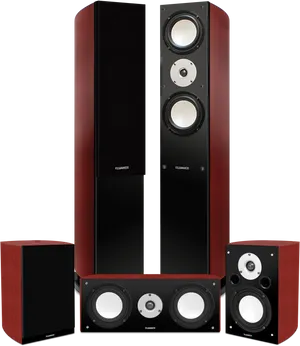 High End Home Theater Speaker Set PNG Image