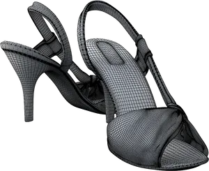 High Heel Sandal Wireframe Design PNG Image