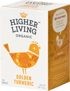 Higher Living Organic Golden Turmeric Tea PNG Image