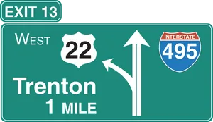 Highway Exit Sign Exit13 West22 Trenton Interstate495 PNG Image