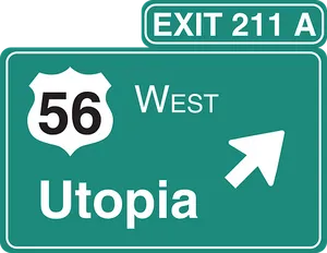 Highway Exit Sign Utopia56 West PNG Image