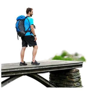 Hiker On Trail Bridge Png Kex PNG Image