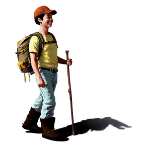 Hiker With Walking Stick Png Ftu PNG Image