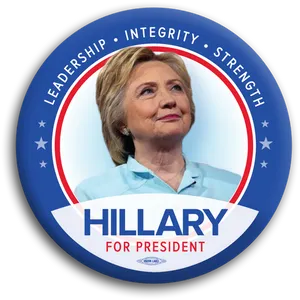 Hillary For President Campaign Button PNG Image