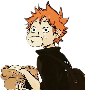 Hinata_ Shoyo_ Holding_ Bread PNG Image