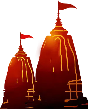 Hindu Temple Silhouette Art PNG Image