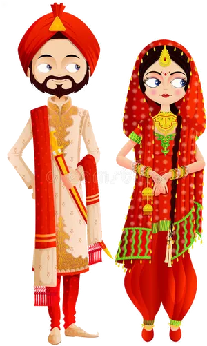 Hindu Wedding Couple Cartoon PNG Image