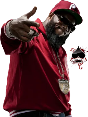 Hip Hop Artist Pointing Gesture PNG Image