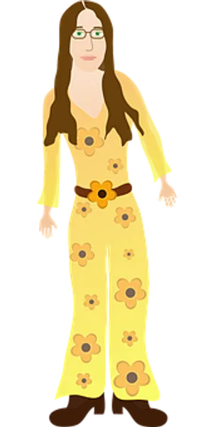 Hippie Fashion Cartoon Character PNG Image