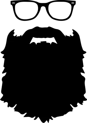 Hipster Beardand Glasses Silhouette PNG Image