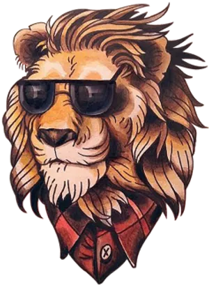 Hipster Lion Tattoo Design PNG Image