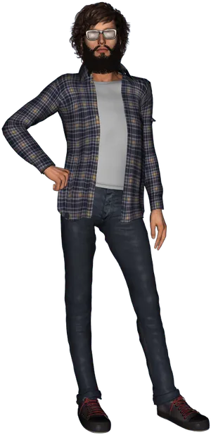 Hipster Man Standing Pose PNG Image