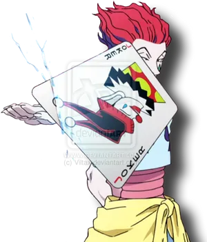 Hisoka Holding Card Illustration PNG Image