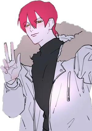 Hisoka Makinga Peace Sign PNG Image