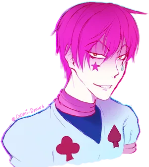 Hisoka Morow Neon Portrait PNG Image