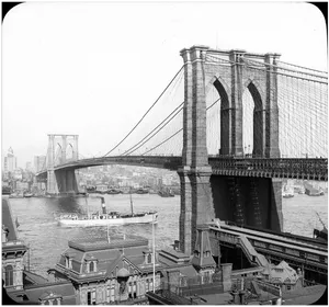 Historic Brooklyn Bridge Blackand White PNG Image