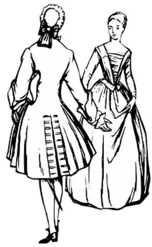 Historical Couple Silhouette PNG Image