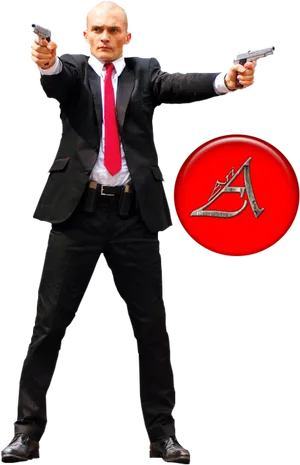 Hitman Dual Wielding Guns PNG Image