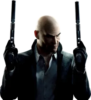 Hitman Dual Wielding Silenced Pistols PNG Image