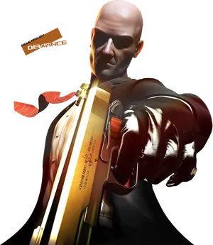 Hitman_with_ Golden_ Gun PNG Image