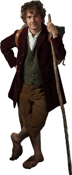 Hobbit Character With Staff PNG Image