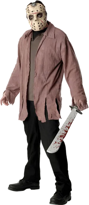 Hockey Masked Horror Figure PNG Image