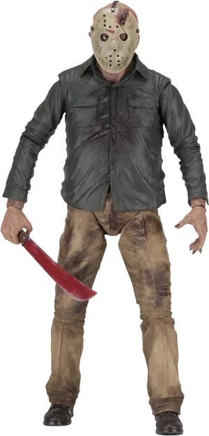 Hockey Masked Horror Figurewith Machete PNG Image