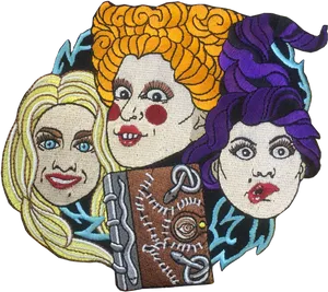 Hocus Pocus Sanderson Sisters Embroidery PNG Image