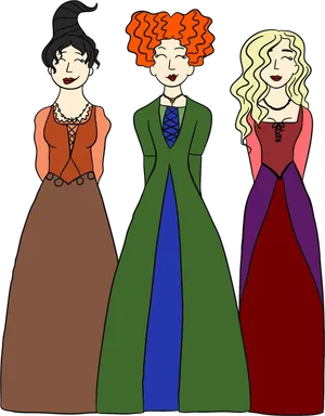 Hocus Pocus Witch Sisters Cartoon PNG Image