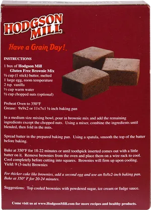 Hodgson Mill Gluten Free Brownie Mix Instructions PNG Image