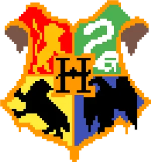 Hogwarts Crest Pixel Art PNG Image