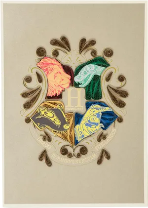 Hogwarts Crest Quilling Art PNG Image