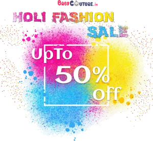 Holi Fashion Sale50 Percent Off PNG Image