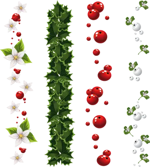 Holiday Hollyand Berries Pattern PNG Image