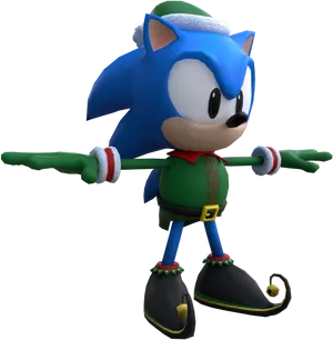 Holiday Sonic Character Render PNG Image