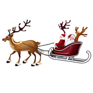 Holiday Themed Santa Sleigh And Reindeer Png 8 PNG Image