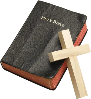 Holy Biblewith Wooden Cross PNG Image