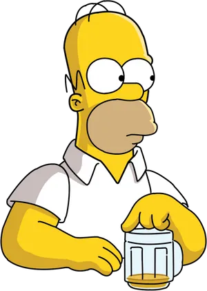 Homer Simpson Holding Beer Mug PNG Image