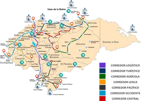 Honduras Infrastructure Corridors Map PNG Image