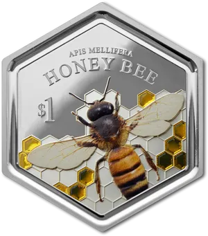 Honey Bee Commemorative Coin PNG Image