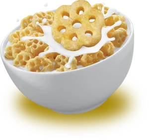 Honey Nut Cerealwith Milk Splash PNG Image